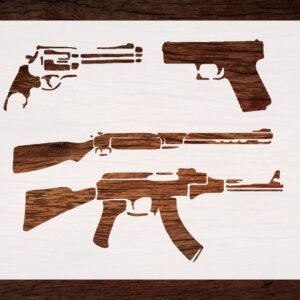 Reusable Guns Stencil - Custom, Durable Design for Tactical and Educational Crafts