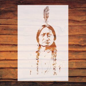 Generic Sitting Indian Chef Stencil, Reusable Plastic Template, 15x8 Inch, Durable for Restaurant Decor and Culinary Crafts, White