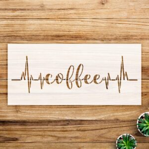 Coffee Heartbeat Stencil for Wood and Walls, Reusable Mylar Template, Ideal for DIY Kitchen Coffee bar Home Decor and Lifeline Word Art Projects - Size A1 ()