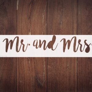 Mr and Mrs Wedding Stencil - Elegant Design for Signs, Pillows, and Plaques