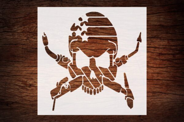 Custom Skull Welder Stencil with Stars & Stripes - Patriotic Design for Industrial Crafts