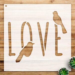 Bird Love Word Art Stencil for Walls and Crafts, Reusable Mylar Template, Ideal for Home Decor and Creative Projects - Size A1 ()