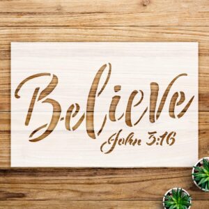 Believe Stencil Pattern for Walls and Crafts, Inspirational Design for Rustic Farmhouse Decor, Perfect for Faith-Based Art Projects and Home Decoration - Size A2 ()