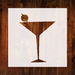 Martini Glass Stencil, 4-Inch, Beautiful Design, Quality Reusable Stencil for Painting, Crafts, and Decor for Walls, Fabric & Furniture, Recyclable DIY Tool