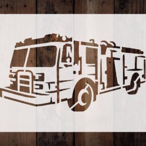 Generic Fire Engine Truck Stencil, Reusable Plastic Template, 8.5x11 Inch, Durable for Educational Crafts and Party Decor, White