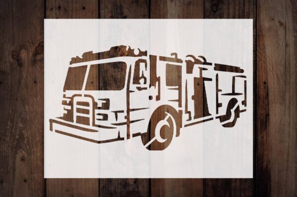 Generic Fire Engine Truck Stencil, Reusable Plastic Template, 8.5x11 Inch, Durable for Educational Crafts and Party Decor, White