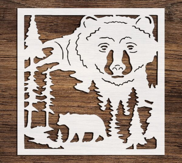 Stencil Bear Head of a Bear Forest Spruce, Plastic Reusable