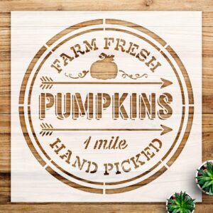 Farm Fresh Pumpkins Stencil Pattern for Wood Signs and Crafts, Hand-Picked Design, Reusable Template for Fall Decor and Seasonal Art Projects - Size A1 ()