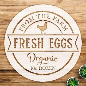 Fresh Eggs Stencil Pattern for Walls and Crafts, Reusable Mylar Template, Ideal for Farmhouse Decor and DIY Chicken Projects - Size A3 ()