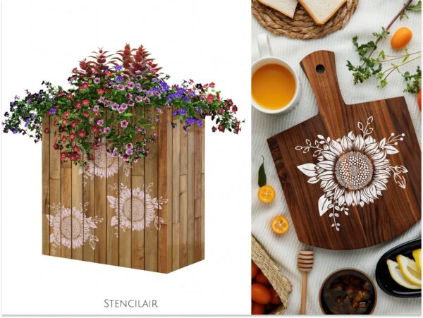 Sunflower Stencil | DIY Stencils for Artistic Projects | Floral Design | | Flowers Stencil - Image 5