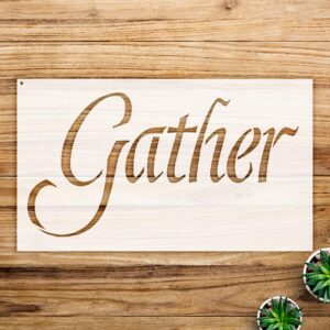 Gather Word Stencil Pattern for Walls and Crafts, Reusable Mylar Template, Elegant Design, Ideal for Home Decor and Creative Projects - Size A2 ()
