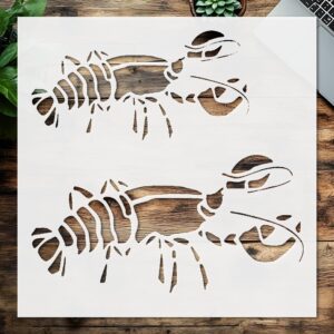Stencil Crayfish Lobster, Plastic Reusable, Reusable Plastic, L x W, for DIY Crafts and Home Decor
