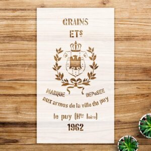 French Feed Sack Stencil Pattern for Walls and Crafts, Reusable Mylar Template with Laurel Wreath and Bow Design, Ideal for Home Decor and Art Projects - Size A1 ()