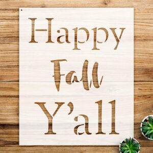 Happy Fall Y'all Stencil Pattern for Walls and Crafts, Reusable Mylar Template, Ideal for Home Decor and Seasonal Projects - Size A4 ()
