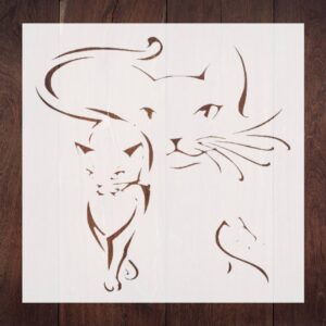 Custom Cat and Kitten Stencil - Adorable Animal Design for Pet-Themed Crafts