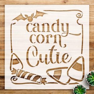 Candy Corn Cutie Stencil for Halloween Crafts, Reusable Mylar Template for Home Decor, Trick or Treat Designs for Walls and Wood Projects - Size A4 ()