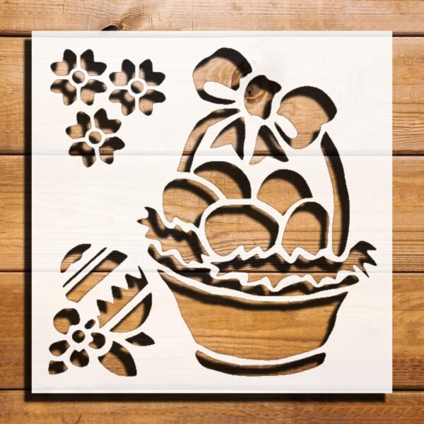 Easter Basket Stencil for Painting on Walls, Wood, and Canvas - Reusable Plastic Template for DIY Crafts, Art Supplies, and Scrapbooking - 5.5" x 5.5"