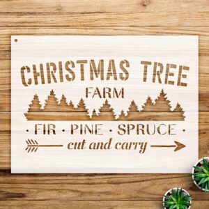 Christmas Tree Farm Stencil Pattern for Wood and Crafts, Reusable Mylar Template, Ideal for Holiday Decor and Painting Projects - Size A2 ()