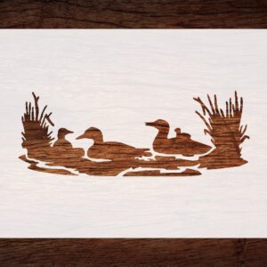 Reusable Ducks & Lake Wilderness Stencil - Custom, Nature-Inspired Design for Scenic Crafts
