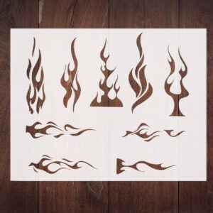 Reusable Tribal Flames and Pin Stripe Stencil - Custom Fire Design for Dynamic Crafts