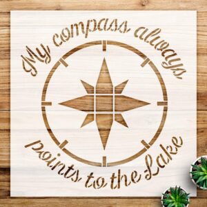 Compass Stencil Pattern for Wood and Walls, Reusable Mylar Template, Ideal for DIY Home Decor and Nature Lover Crafts - Size A2 ()