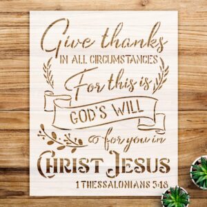 Give Thanks in All circumstances Stencil Design for Walls and Crafts, Inspirational Bible Verse Template, Perfect for Home Decor and DIY Projects - Size A2 ()