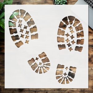 Military Boot Footprint Stencil Template, , Reusable Mylar for DIY Wood Signs, Wall Art