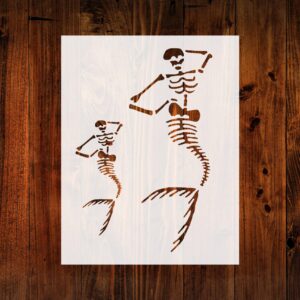 Skeleton Mermaid Stencil, , Reusable & Sturdy for Unique Art, Crafts & DIY Projects