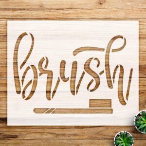 Brush Script Stencil for Wood and Wall Decor, DIY Bathroom Craft Template, Ideal for Farmhouse Style Home Projects - Size A3 ()