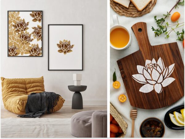 Large Lotus Flower Stencil for Painting on Wood, Canvas, Paper, Fabric, Walls and Furniture , Wildflower Stencil, Stencils Home Décor, Reusable DIY Art and Craft Stencils - Image 5