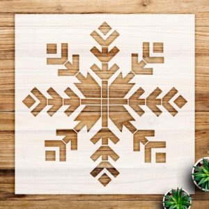Arrow and Snowflake Stencil Pattern for Holiday Crafts and Home Decor, Reusable Mylar Template for Rustic Farmhouse and Vintage Christmas Projects - Size A4 ()