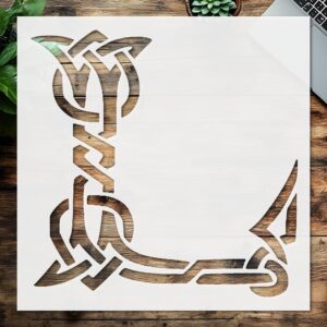 Stencil Celtic Initial L Design, Plastic Reusable, Reusable Plastic, L x W, for DIY Crafts and Home Decor