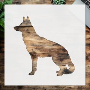 German Shepherd Silhouette Stencil, Reusable Painting Template, Durable Plastic Design
