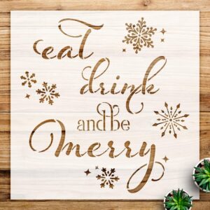 Eat Drink be Merry Stencil Pattern for Wood Signs and Holiday Decor, Reusable Mylar Template, Ideal for DIY Crafts and Festive Home Decoration - Size A1 ()