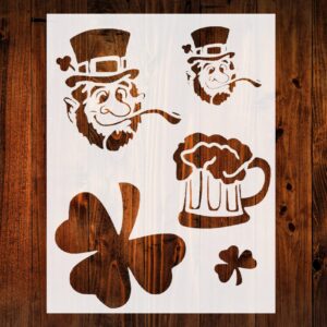 Shamrock & St. Patrick's Day Leprechaun Beer Stencil, Reusable & Sturdy, for Celebratory Art, Crafts & DIY Projects