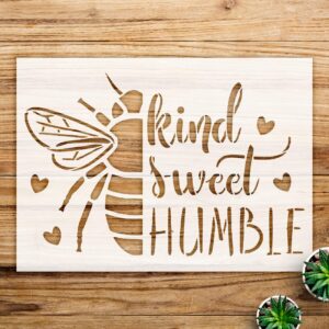 Bumblebee Stencil Pattern for Wood Signs and Home Decor, Reusable Mylar Template, Features Kind, Sweet, Humble Design for DIY Crafts and Artistic Projects - Size A4 ()