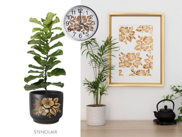 Hibiscus Flowers Stencil for Painting on Wood, Canvas, Paper, Fabric, Walls and Furniture , Wildflower Stencil, Stencils Home Décor, Reusable DIY Art and Craft Stencils - Image 2