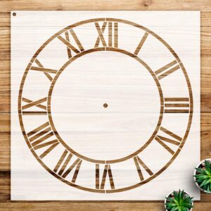Clock face Stencil Pattern for Home Decor, Reusable Mylar Template with Roman Numerals, Ideal for Walls, Wood, and Craft Projects - Size A3 ()