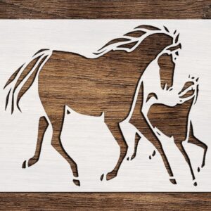 Stencil Horse with a foal Design, Plastic Reusable