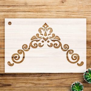 Border Scroll Corner Embellishment Stencil for Wood and Walls, Reusable Mylar Template, Ideal for Home Decor and Craft Projects - Size A2 ()