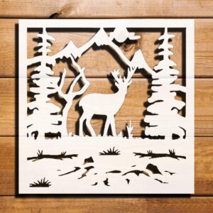 Deer in Nature Stencil for Painting on Walls, Wood, and Canvas - Reusable Plastic Template for DIY Crafts and Decor - 5.5" x 5.5"