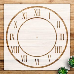 Roman Numeral Clock face Stencil for Walls and Crafts, Reusable Mylar Template, Ideal for Home Decor and Artistic Projects - Size A3 ()