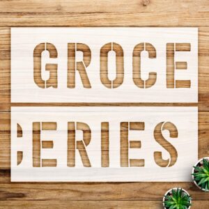 Groceries Stencil Pattern for Kitchen Decor, Reusable Mylar Template, Perfect for DIY Projects and Vintage Farmhouse Style - Size A4 ()