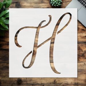 Large Script Cursive Letter H Stencil – Reusable Template for Painting, Airbrushing, Drawing, Scrapbooking & DIY Crafts