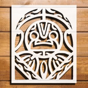 Tiki Sun Design Stencil for Painting, Plastic Reusable 8x5 inches