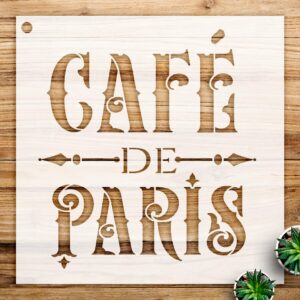 Cafe de Paris Stencil Pattern for Walls and Crafts, Reusable Mylar Template, French Victorian Word Art Design, Ideal for Home Decor and Creative Projects - Size A2 ()