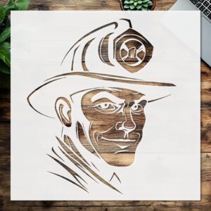 Firefighter Silhouette Stencil, Reusable, Ideal for Painting Projects, Durable Mylar Plastic
