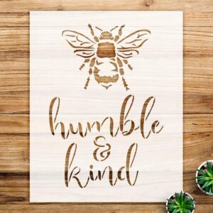 Bee Humble Kind Stencil for Walls and Crafts, Reusable Mylar Template, Farmhouse Bumblebee Design for Home and Classroom Decor - Size A4 ()