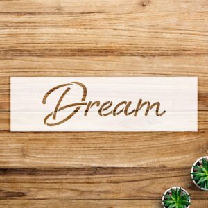 Cursive Script Stencil for Home Decor and Crafts, Inspirational Quote Design, Ideal for Walls, Wood, and DIY Projects - Size A4 ()
