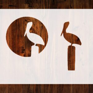 Pelican & Stork 2-Layer with Sun/Moon Custom Stencil, Reusable & Sturdy, for Artistic Projects & Home Decor